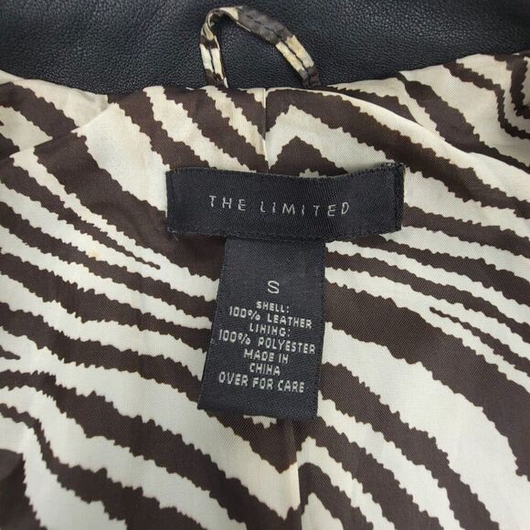 VINTAGE 100% Genuine Leather Jacket 90's Supermodel Mom Coat Small Black Zebra - Picture 2 of 9